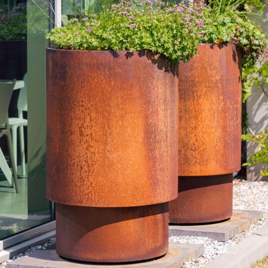 Textured Corten Steel Planters Textured Corten Steel Planters