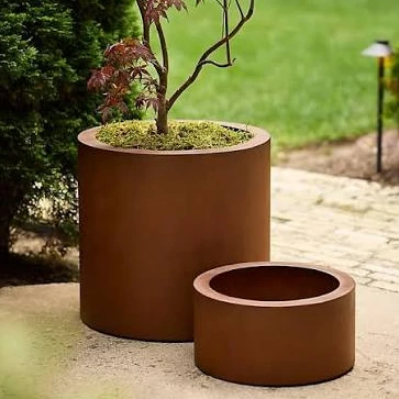 Round Corten Steel Planters Round Corten Steel Planters