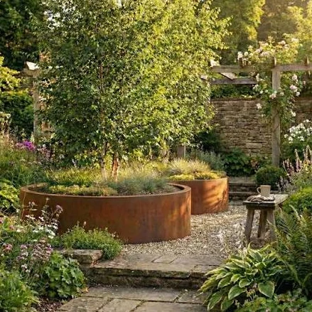 round corten steel planters round corten steel planters